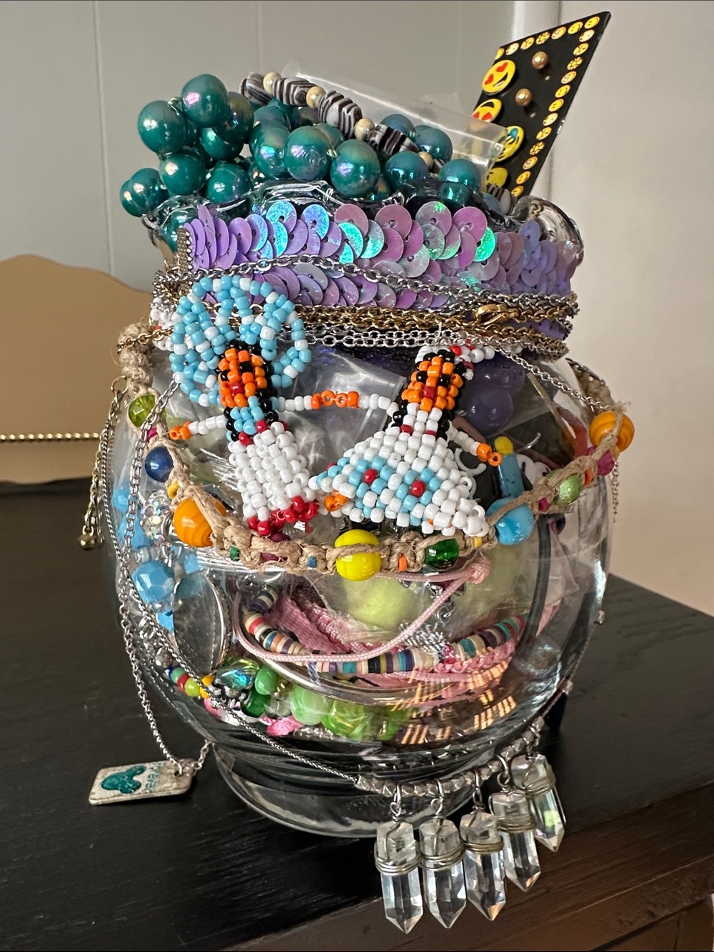 Mystery Jewelry Jar W/Assorted Colorful Beaded -Chains -For girls